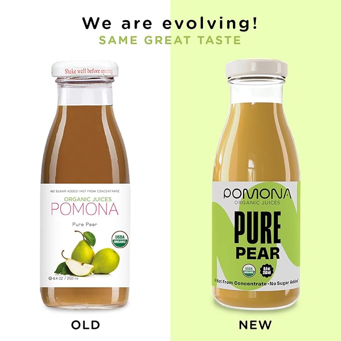 Pomona Organic Pear Juice, Cold Pressed USDA Organic Juices, Pears And Lemon Juice, No Added Sugar