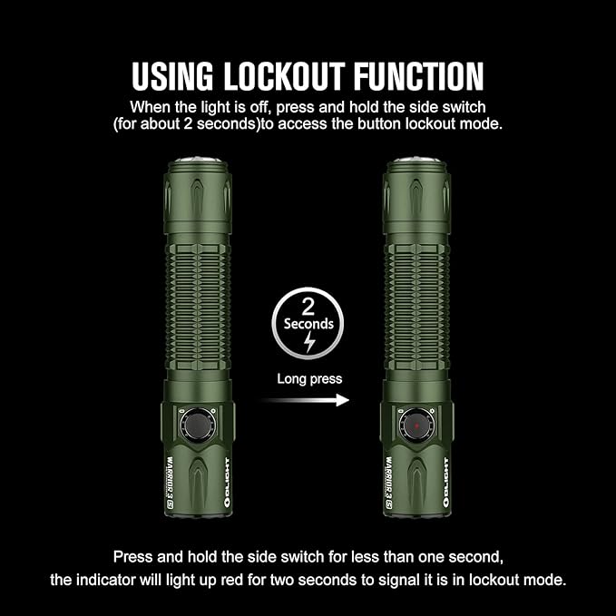 OLIGHT Warrior 3S 2300 Lumens Rechargeable Tactical Flashlight, Compact Dual-Switches LED Bright