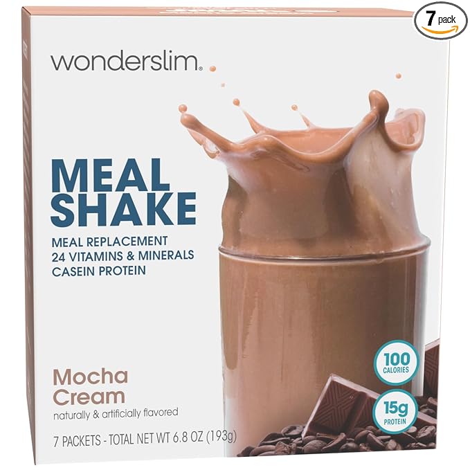 WonderSlim Meal Replacement Shake, Mocha Cream, 15g Protein, 24 Vitamins & Minerals, Gluten Free