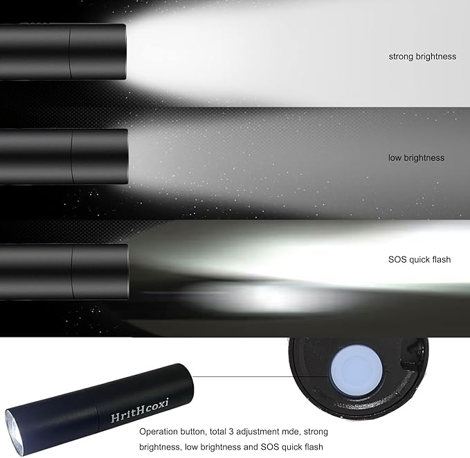 Rechargeable Mini LED Flashlights, 6pcs High Brightness Flash Light with Lithium Battery 3 Mode XPE