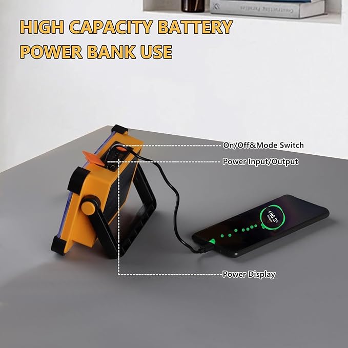 2 Pack 120W Solar Rechargeable Work Light, 144 LED 10000LM Portable Flood Light with Stand, IP66