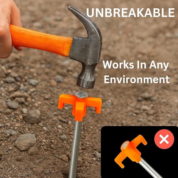 Tricc Unbreakable Heavy Duty Steel Tent/Canopy Stakes, Galvanized Non-Rust 10" Three Pegged Solid