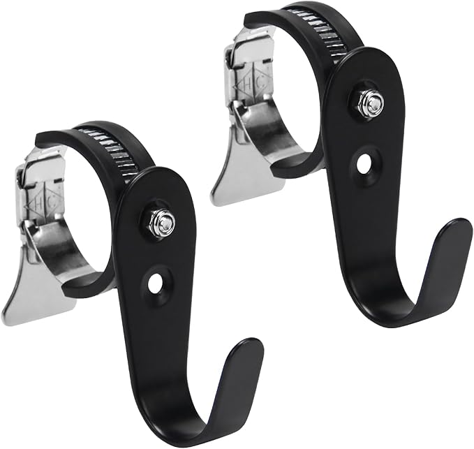 Tube Rod Hooks,Black Adjustable J-Hooks Made of Cold-Rolled Steel, for 0.71"-1.26" in (18-32mm)