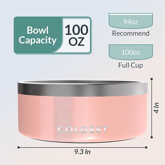 Coldest Dog Bowl - Anti Rust Metal, Non Slip, 3 Layers Insulated Stainless Steel Dog Bowls - Spill