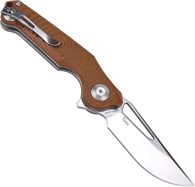 Harnds Time Folding Knife with Sandvik 14C28N Steel Blade Pocket Knife with G10 Handle Camping
