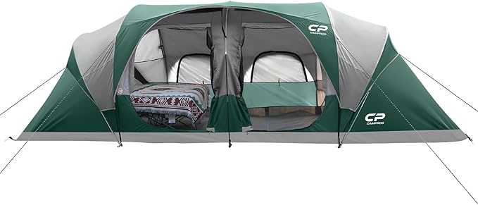 CAMPROS CP Tent 12-Person-Camping-Tents,3 Room Family Tents,Waterproof Windproof Family Tent with