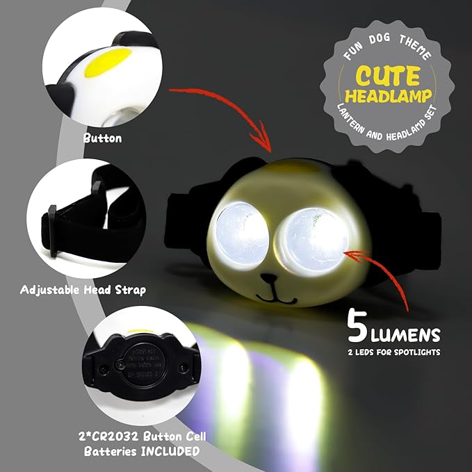 Outdoor Kids Camping Lanterns & Headlamp Set, Battery Powered Night Light, Lightweight LED