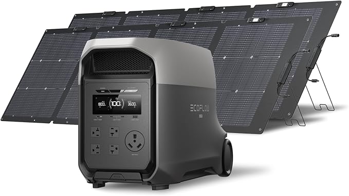 EF EcoFlow DELTA 3 Ultra Portable Power Station with 2X220W Solar Panels, 3072Wh LiFePO4 Battery