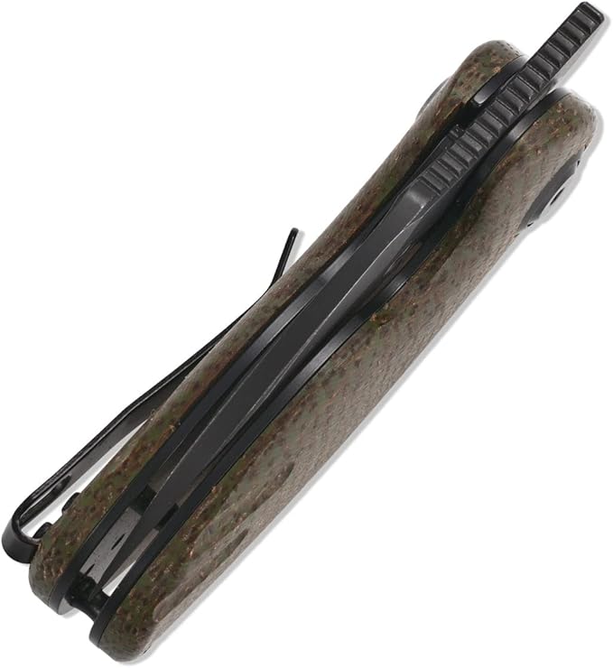 Sitivien ST153 Pocket Folding Knife,Sandvik 14C28N Black Stonewashed Blade with Micarta