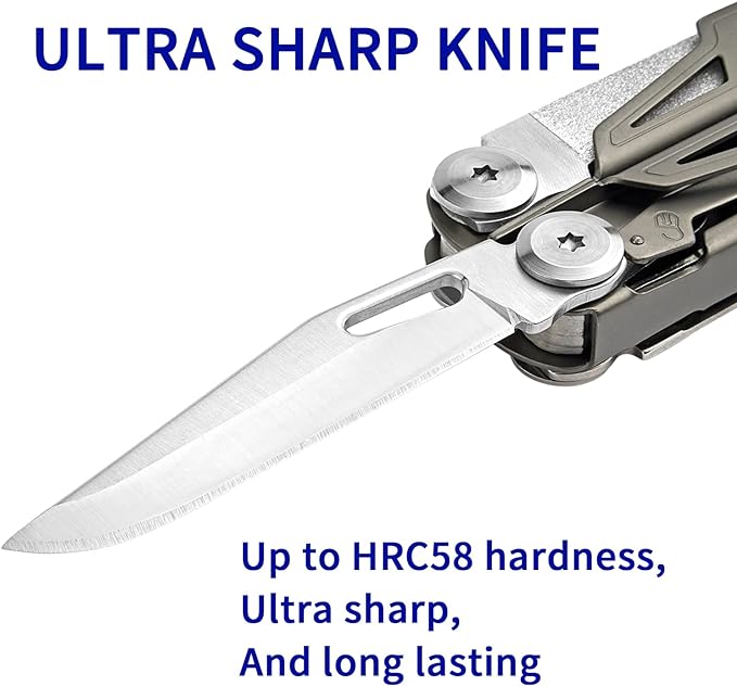 Multitool,19-in-1 Multitool Pliers with Titanium-plated Handle, Safety Locking, Lightweight EDC
