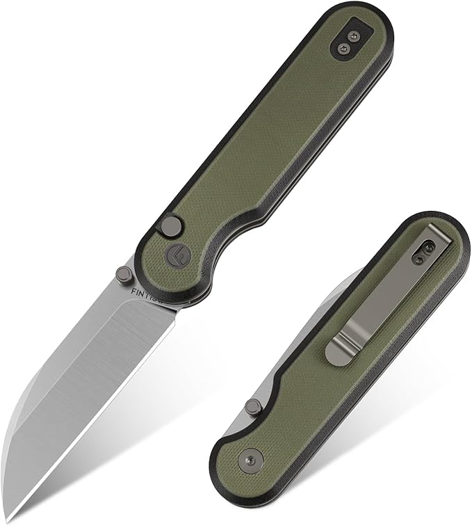 FINTISO Pocket Knife, 3" 14C28N Blade EDC Knife with G10 Handle, Folding Knife with Pocket Clip for
