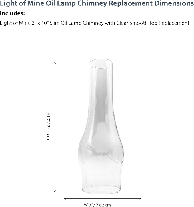 Light of Mine - 3" x 10" Slim Oil Lamp Replacement Chimney (3" x 10")