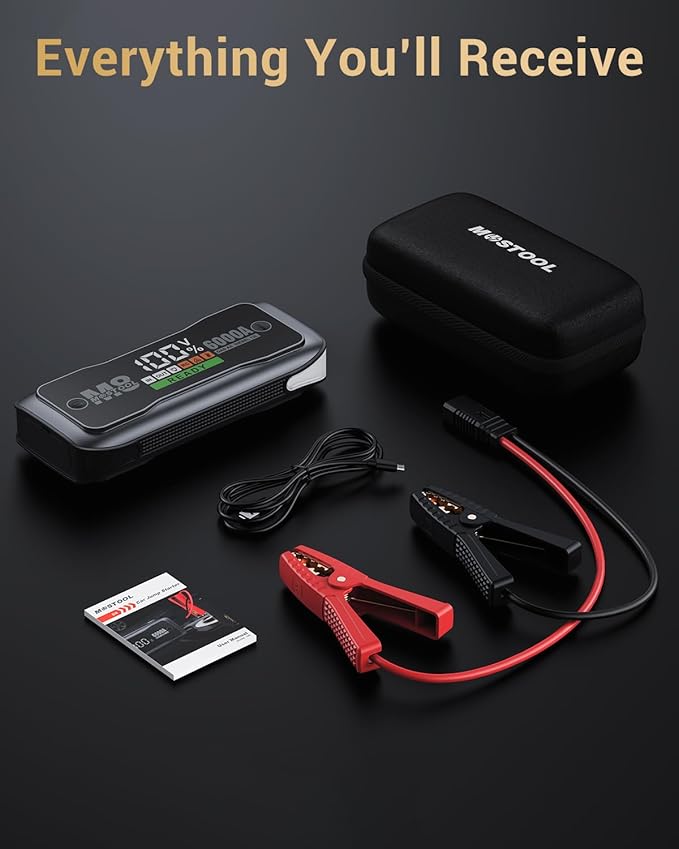 MOSTOOL M8 6000A Car Battery Jump Starter with Smart HD Display PD 60W Fast Charging, 12V Battery