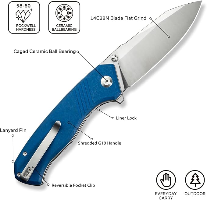 CIVIVI Placoid Pocket Knife for EDC, Folding Knife with 3.67" 14C28N Blade G-10 Handle For Men