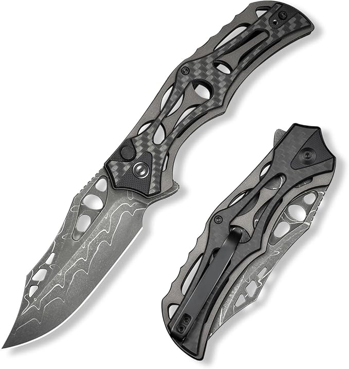 CIVIVI Pocket Knife for Men, Biophase Flipper Tactical Folding Knife, 3.48" Damascus Blade Aluminum