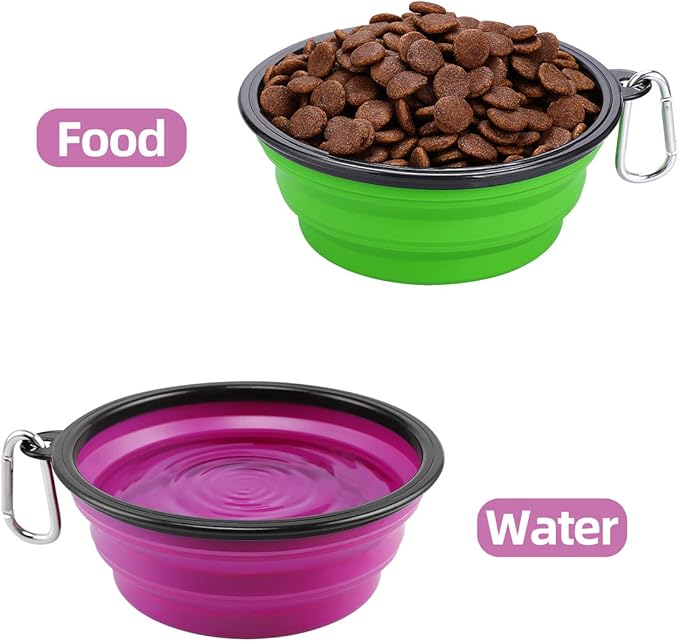 Kytely Large Collapsible Dog Bowls 2 Pack, 34oz Foldable Dog Travel Bowl, Portable Pet Water Food