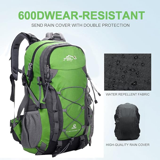 INOXTO lightweight Hiking Backpack 35L/40L Hiking Daypack with Waterproof Rain Cover for Travel