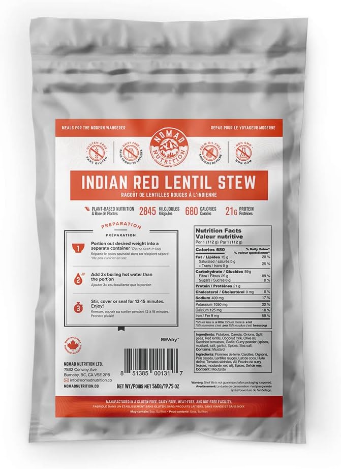 Nomad Nutrition ??Indian Red Lentil Stew | High Energy, All Natural Ingredients | Plant-Based &