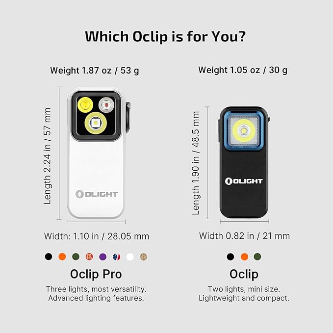 OLIGHT Oclip Pro EDC Flashlight Clip-on Light, Rechargeable 500 Lumens with Three Lighting