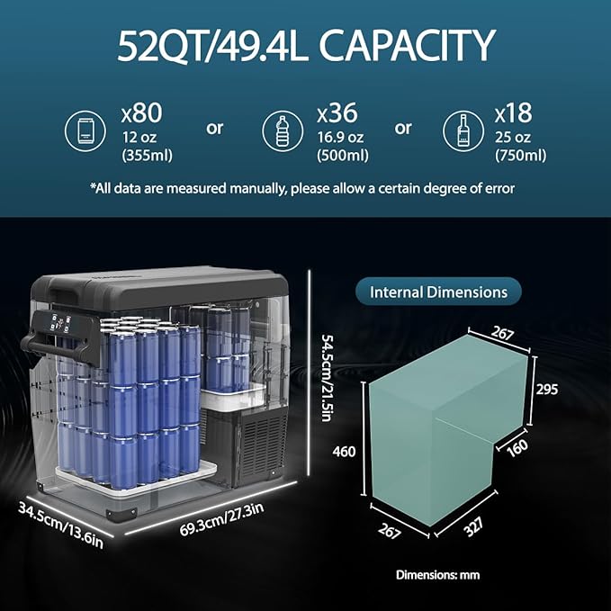 Alpicool NCF55 Portable Fridge Freezer,12 Volt Car Refrigerator, 52 Quart (49.4 Liter) Fast Cooling