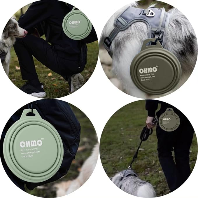 OHMO Large Collapsible Dog Bowls, (2 Pack 27oz/800ml) Premium Silicone Portable Travel Water Food
