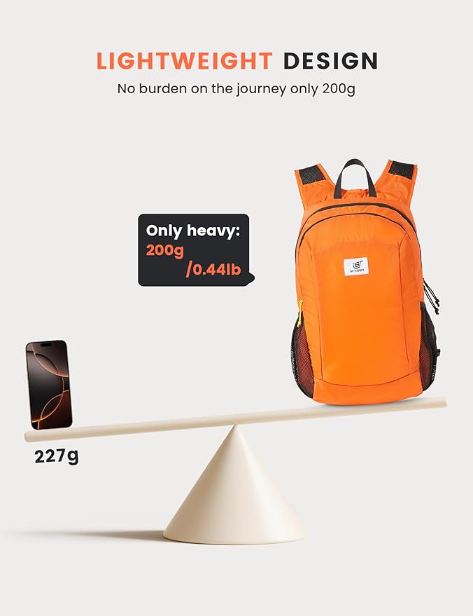 SKYSPER 16L Hiking Backpack Lightweight Small for Women Men, Foldable Packable Daypack - Travel