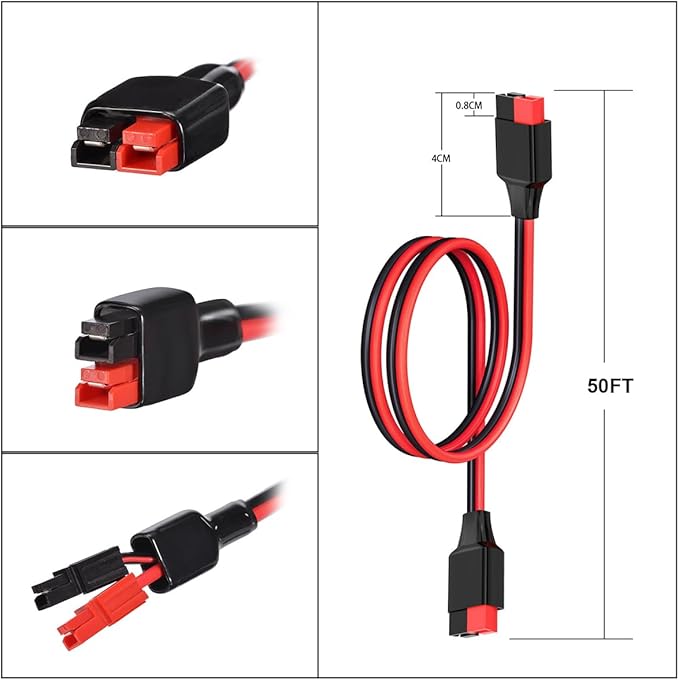 12AWG 50FT Anderson Extension Cable 2 6 10 20 35 50 75 100FT Solar Extension Cable Anderson