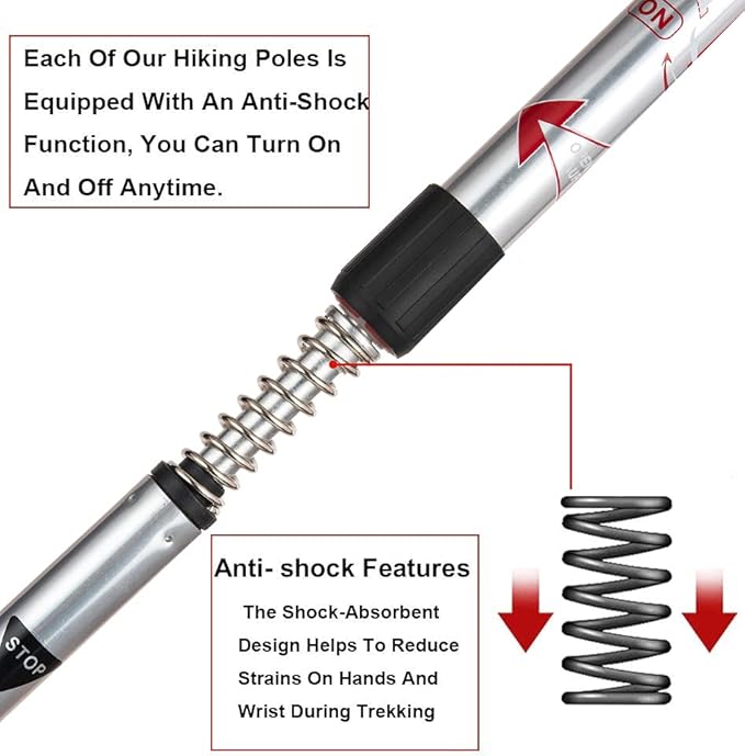 Aihoye Hiking Trekking Poles, 2 Pack Collapsible, Lightweight, Anti Shock, Walking Sticks
