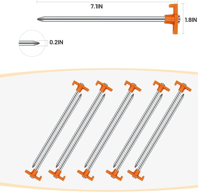 20 Pcs Tent Stakes with Camping Hammers,Avoforest 7.1 Inch Non-Rust Metal Tent Pegs + Portable Tent