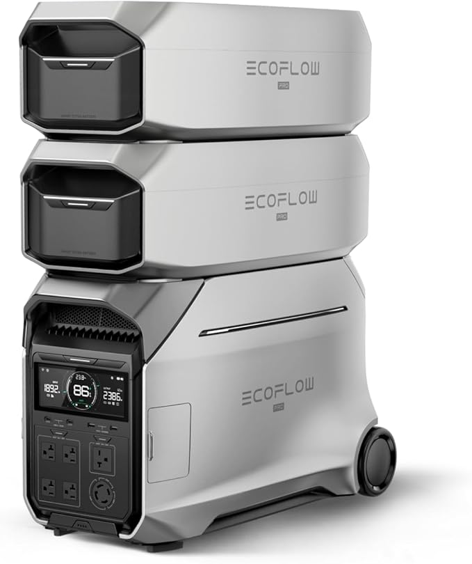 EF ECOFLOW 12kWh Portable Power Station: DELTA Pro 3 with 2 Extra Battery, 120/240V 4000W AC