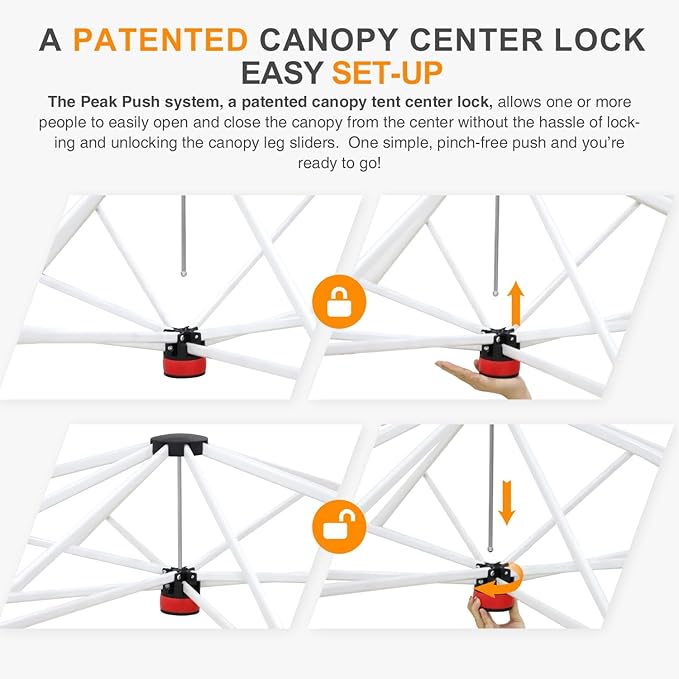 EAGLE PEAK Pop Up Canopy Tent with Wheeled Carry Bag, 8 Stakes, 4 Ropes, 4 Weight Bags, Easy Set Up