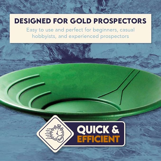 SE 14 Inch Gold Panning Pan - Three Riffles for Easier Mining and Prospecting (4 Pack Green)