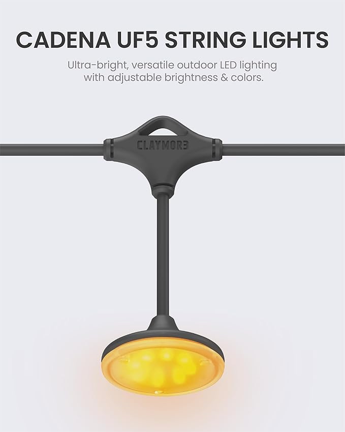 Claymore Cadena UF5 String Lights (Light Gray) - LED Outdoor String Lights for Halloween