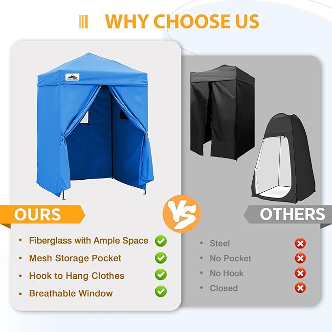 EAGLE PEAK Flex Ultra Compact 5x5 Pop-up Canopy, Sun Shelter, Changing Room, Portable Privacy Tent