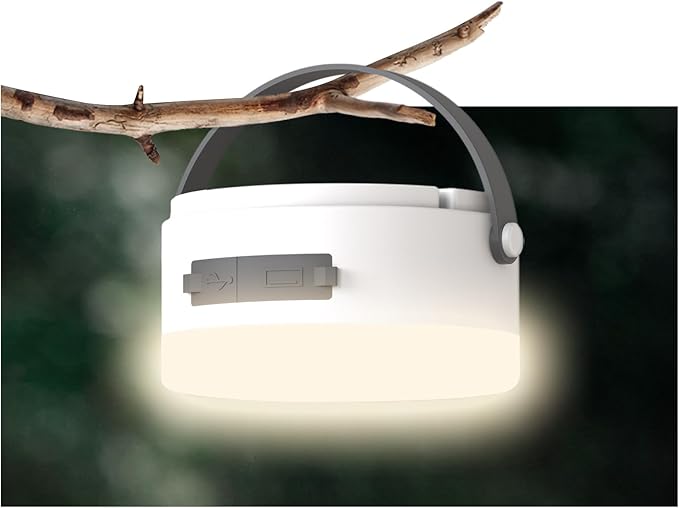 Hanging Camping Tent Light with Stepless Dimming & Magnetic Base, USB-C Rechargeable LED Lantern