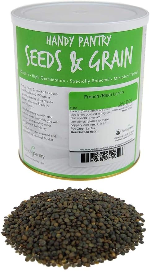 Organic French Lentil Sprouting Seeds - 5 Lb - French Lentils - Perfect for Edible Seeds