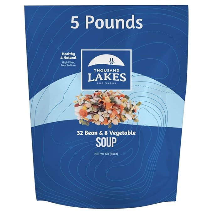 Thousand Lakes 32 Bean and 8 Vegetable Dry Soup Mix - Bulk - 5 pounds | Low Sodium | No Fat | High