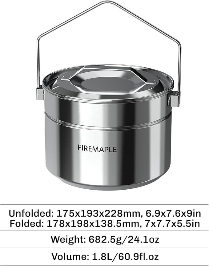 Firemaple Antarcti Stainless Steel Pot - Food Grade SUS304 Camping Pot with Steaming Function