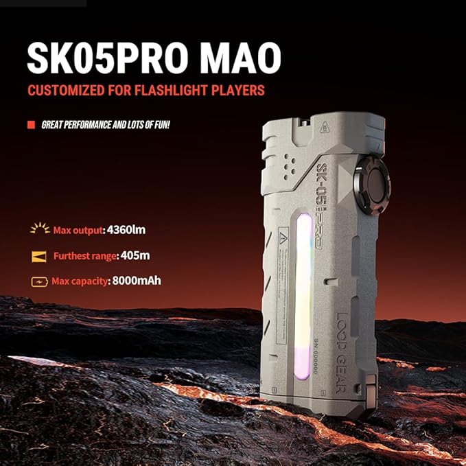 SK05 PRO Mao EDC Flashlight 4360 Lumens, 8000mAh Rechargeable LED Flashlight & Power Bank, 3-in-1