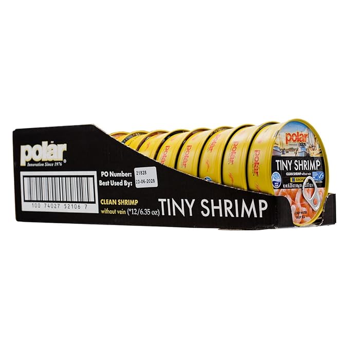 MW Polar Tiny Shrimp Without Vein 6.35 oz (Pack of 12), Wild Caught, Ready to Eat, Denmark Cold