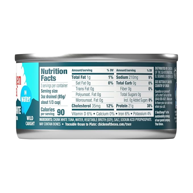 Chicken of the Sea Chunk White Albacore Tuna in Water, Wild Caught Canned Tuna, 12 oz. Can (Pack of