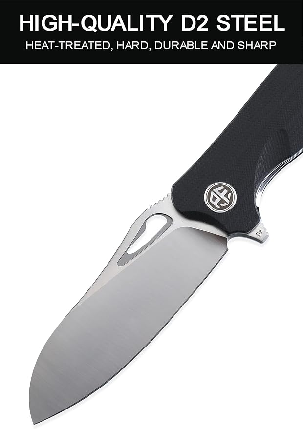 Petrified fish PF868 Bunta,3.35" D2 Satin Blade,146g G10 Handle Flipper Folding knife (Black G10
