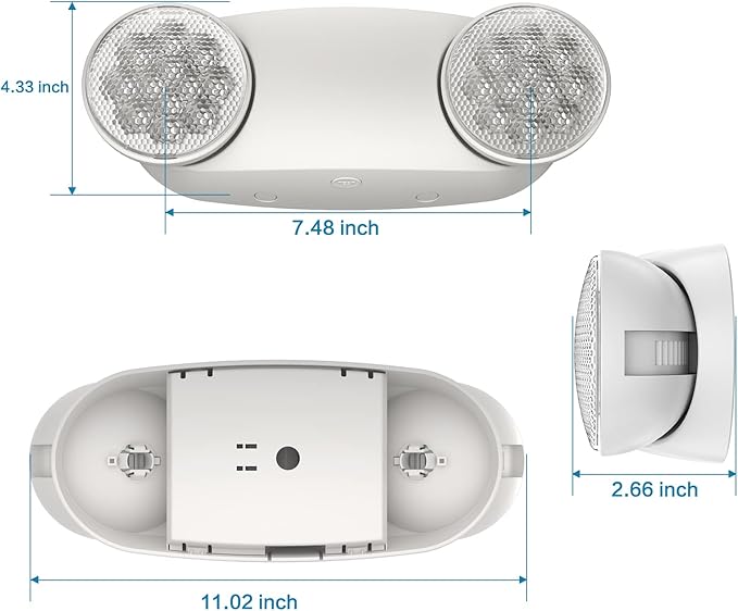 SPECTSUN 12 Pack LED Emergency Lighting Fixture with Battery Backup and Bug Eye Heads-US Standard