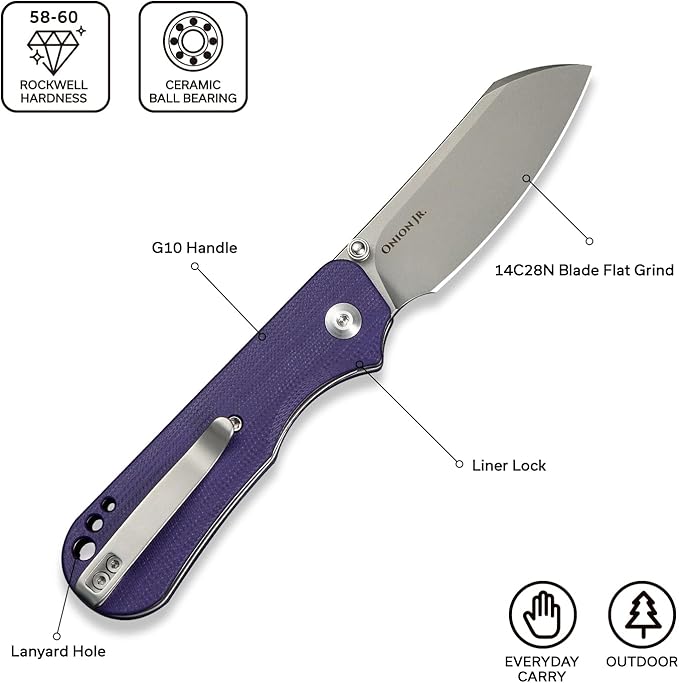 CIVIVI Crabby Pocket Knife, EDC Folding Knife for Men Women with Swedish 14C28N Blade Contoured G10