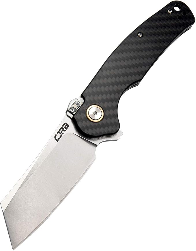 CJRB Crag Tactical Knife,Cleaver Pocket Folding Knife with Stonewash AR-RPM9 Steel Blade and Carbon