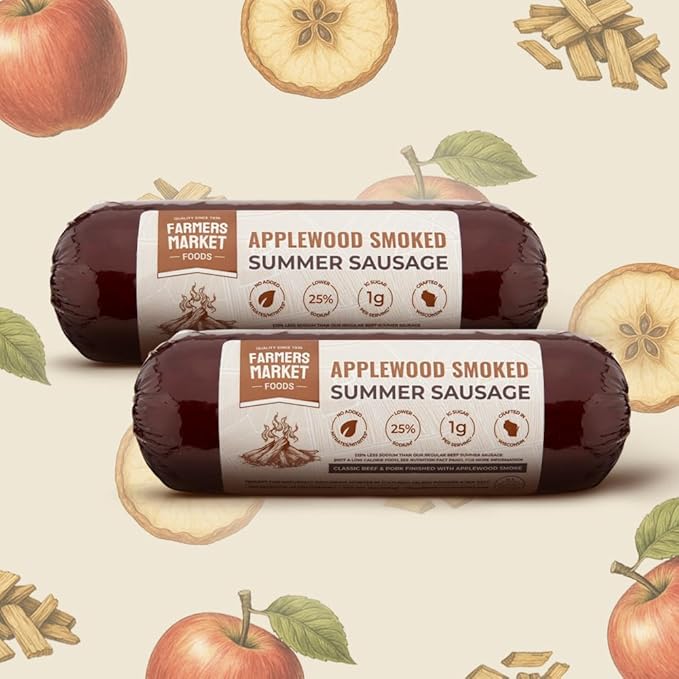 Farmers Market, Gluten Free, Keto, Paleo, Low Sodium, Zero Sugar, Summer Sausage Gift Set, 2-Pack