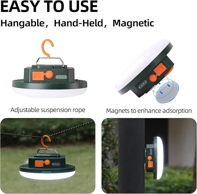 Camping Lantern 10500mAh Rechargeable Battery, 32W Ultra Bright LED Hanging Light with 3 Modes
