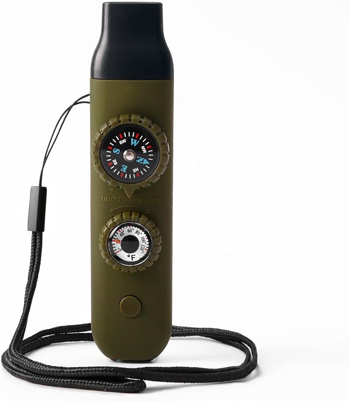 Emergency Survival Safety Whistle，Whistle for Kids with Lanyard,Compass,Thermometer,Ideal for