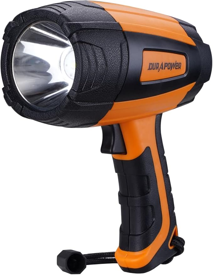 Durapower Rechargeable Spotlight, 500 Lumens LED Spotlight Flashlight, IPX2 Waterproof Handheld