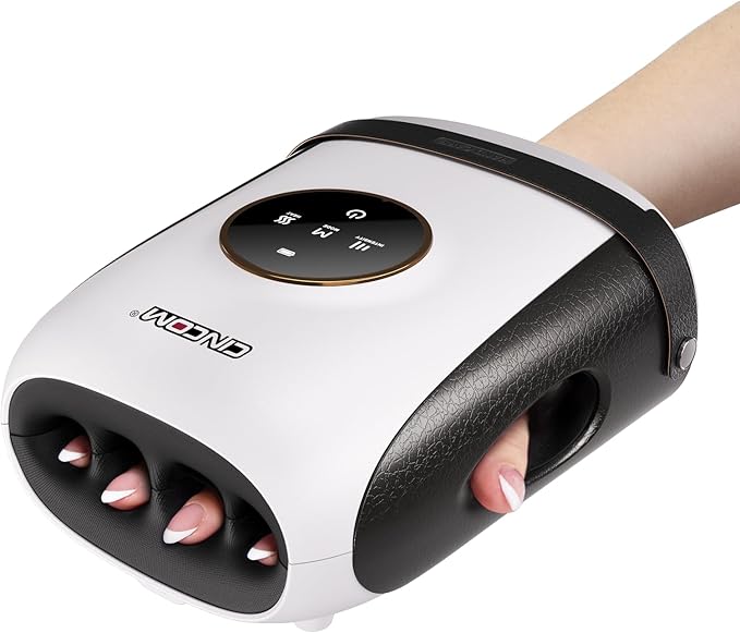 CINCOM Hand Massager with Heat and Compression, Finger and Palm Massage Machine for Pain Relief